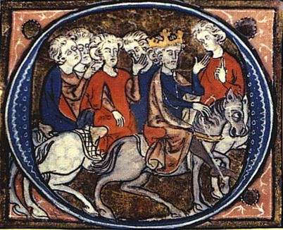 arthur and his knights from a medieval manuscript