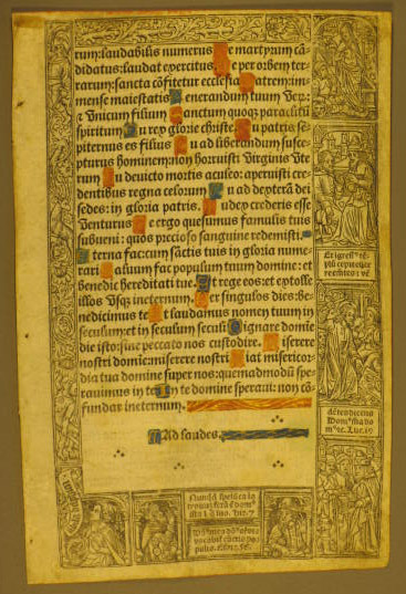 Medieval manuscript printed on vellum; Dr. Koster's possession.